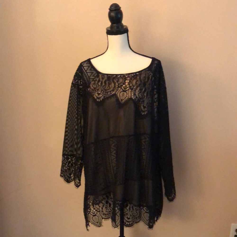 Lane Bryant Black Lace Blouse